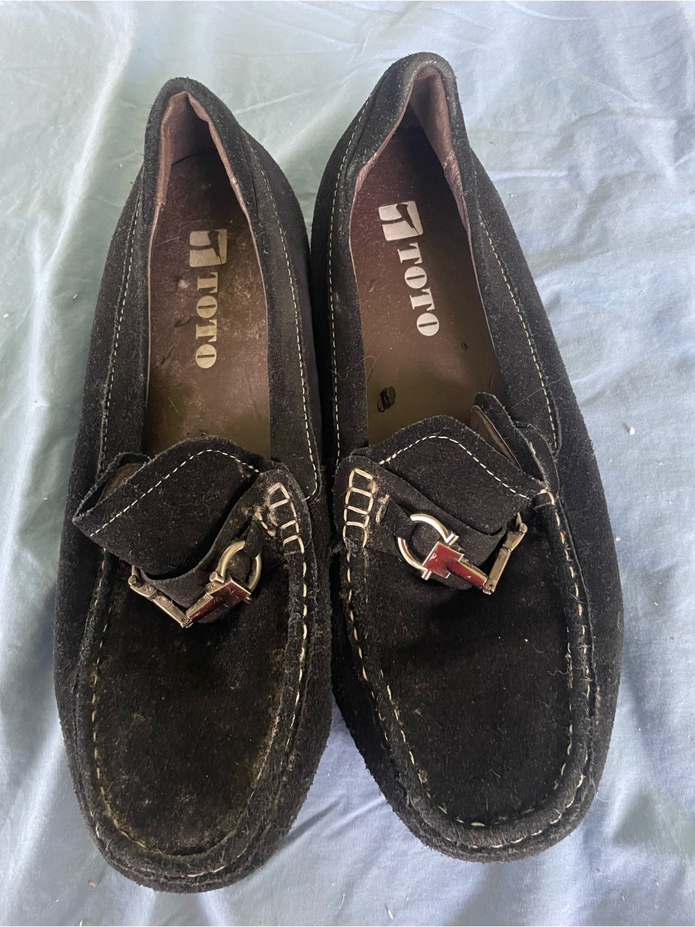 Toto Men’s Black Suede Slip-On Bit Loafers